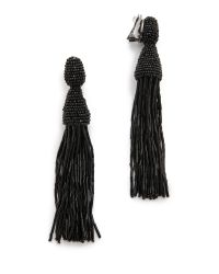 Oscar de la Renta | Black Two-tiered Short Tassel Earring | Lyst