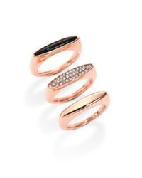 Michael Kors | Pink Matchstick Stacking Ring Set/rose Goldtone | Lyst