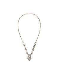 Alexander McQueen | Metallic Punk Skull Rose Pendant | Lyst