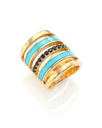 Pamela Love | Blue Sue?o Pave Black Spinel & Turquoise Ring | Lyst