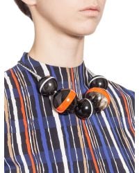 Marni | Multicolor Necklace With Spheres In Horn Threaded Onto A Wool Ribbon | Lyst