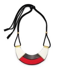 Marni | Red Colorblock Leather & Horn Bib Necklace | Lyst