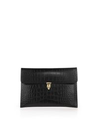 Alexander McQueen | Black Crocodile-embossed Skull Envelope Clutch | Lyst