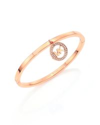 Michael Kors | Metallic Fulton Logo Charm Bangle Bracelet/rose Goldtone | Lyst