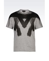 Emporio Armani | Gray Brush Stroke Print T-shirt for Men | Lyst