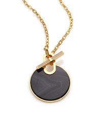 Michael Kors | Cityscape Disc Black Agate Long Toggle Pendant Necklace | Lyst