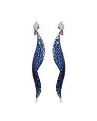 Gioia | Blue Titanium, Sapphire And Diamond Drop Earrings | Lyst