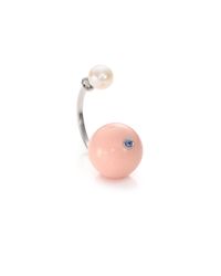 Delfina Delettrez | Pink Stone-edge 4mm White Pearl, Sapphire & 18k White Gold Wrap Ring | Lyst