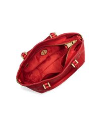 tory burch red bucket bag