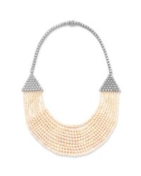 CZ by Kenneth Jay Lane | Metallic Draped Cubic Zirconia Deco Bib Necklace | Lyst
