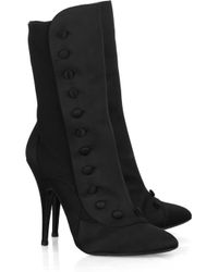 Balmain | Black Silk Button-up Boots | Lyst