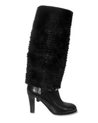 Ferragamo | Black Removable Mink Leonore Boots | Lyst