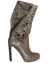 Haider Ackermann | Gray Laser Cut Leather Boots | Lyst