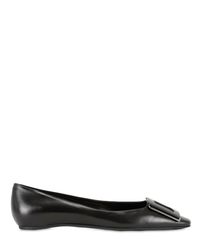 Roger Vivier | Black Miss D Leather Flats | Lyst