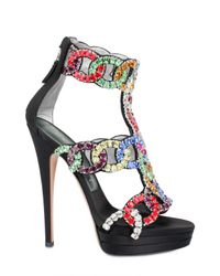 Casadei | Multicolor Crystal Embellished Sandal | Lyst
