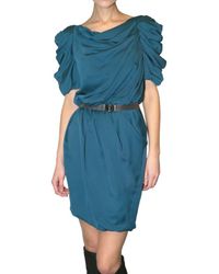 Viktor & Rolf | Blue Silk Satin Puff Sleeve Dress | Lyst