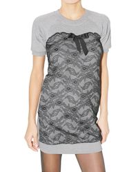 Dolce & Gabbana | Gray Fleece and Lace Dress | Lyst