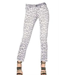 Just Cavalli | White Leopard Print Stretch Denim Jeans | Lyst
