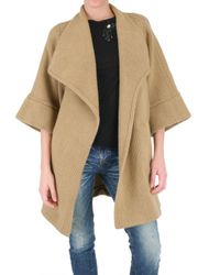 Les Copains | Natural Double Wool Cashmere Coat | Lyst