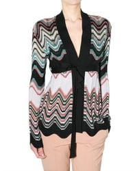 M Missoni | Multicolor Zig Zag Knit Belted Cardigan Sweater | Lyst