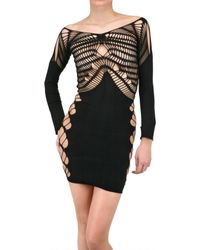 Mark Fast | Black Elastomeric Three Quarter Sleeve Dress | Lyst