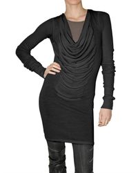 Rick Owens | Black Fine Merino Mini Dress | Lyst