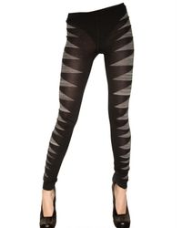 Rick Owens | Black Merino Wool Zig Zag Opaque Leggings | Lyst