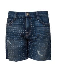 Current/Elliott | Blue Studded Shorts | Lyst