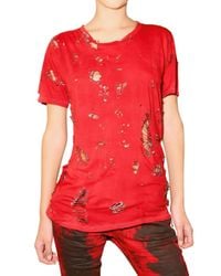 Balmain | Red Torn T Shirt | Lyst
