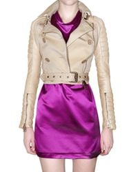 Burberry Prorsum | Natural Gabardine & Leather Jacket | Lyst