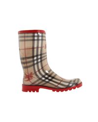 Lyst - Burberry Mid-calf Rain Boots in Red