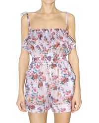 Dolce & Gabbana | White Printed Peonie Cotton Muslin Jumpsuit | Lyst