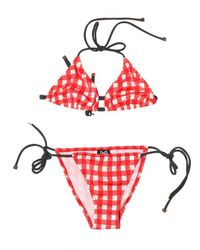 Dolce & Gabbana | Red Check Print Jersey Bikini Bathing Suit | Lyst
