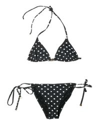 Dolce & Gabbana | Black Polkadot Lycra Bikini Bathing Suit | Lyst