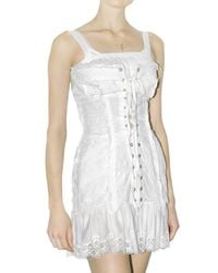 Dolce & Gabbana | White Lace Up Long Canvas Bustier Top | Lyst