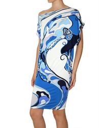 Emilio Pucci | Blue Asymmetrical Orchidee Print Jersey Dress | Lyst