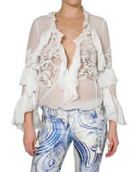 Emilio Pucci | White Embroidered Voile Ruffle Shirt | Lyst