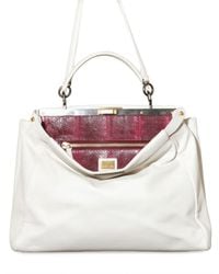 Fendi | White Peek A Boo Large Python Top Handle | Lyst