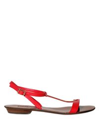 Ferragamo | Red Calfskin T-bar Dan Flats | Lyst