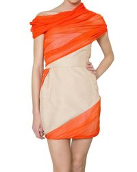 Giambattista Valli | Orange Silk Shantung and Chiffon Dress | Lyst