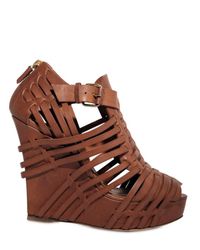 Givenchy | Brown Corinne Woven Leather Wedge Sandals | Lyst