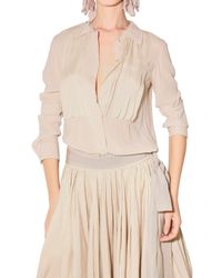 Lanvin | Natural Pleated Stretch Crepe Voile Shirt | Lyst