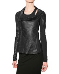 Rick Owens | Black Cowl Neck Smooth Leather Jacket | Lyst