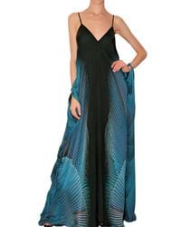 Roberto Cavalli | Blue Long Printed Chiffon Dress | Lyst