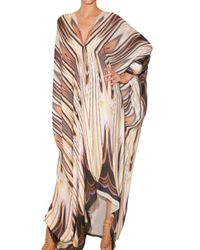 Roberto Cavalli | White Printed Chiffon Kaftan Dress | Lyst