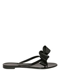 Valentino | Black Couture Bow Jelly Sandals | Lyst