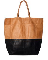 American Retro | Brown Two Tone Leather Tote | Lyst