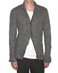 Attachment | Gray Wrinkled Linen Blend Canvas Shirt for Men | Lyst