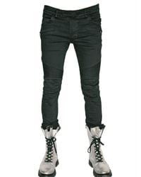 Balmain | Black Slim Fit Cropped Biker Jeans for Men | Lyst