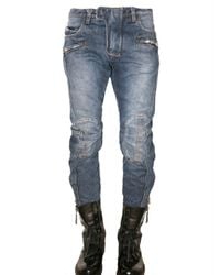 Balmain | Blue New Biker Cropped Denim Jeans for Men | Lyst